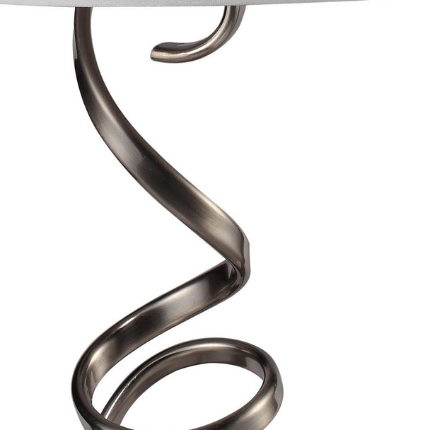 Contemporary Silver Table Lamp with White Shade