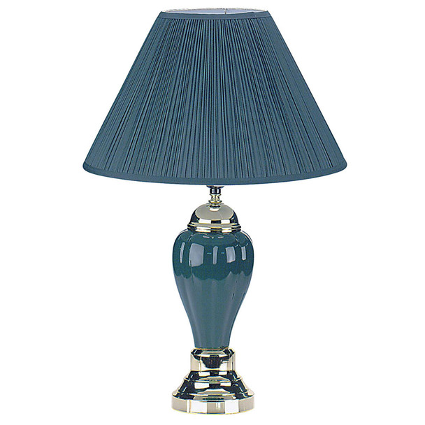 Silver and Teal Table Lamp with Teal Shade