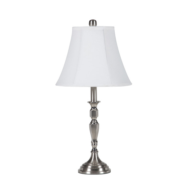 25 Classic White Nickel And Metal Table Lamp