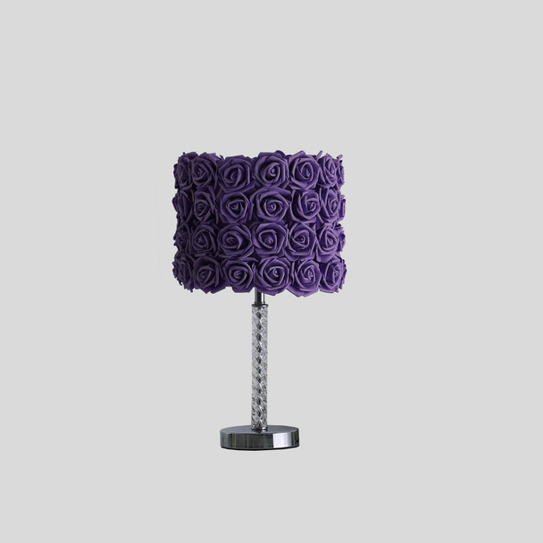 18 Lavender Roses Acrylic And Metal Table Lamp