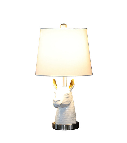 21 White and Gold Llama Table Lamp