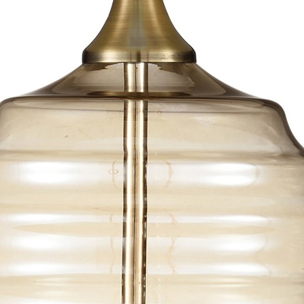 Textured Glass Table Lamp with Cream Fabric Shade