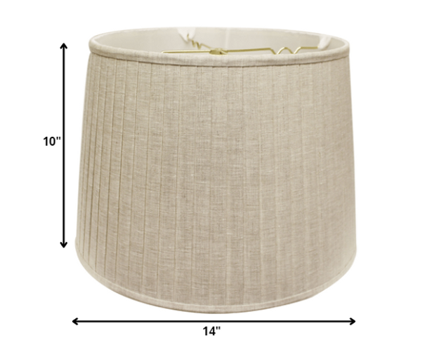 14" Cream Paperback Linen Lampshade with Side Pleats