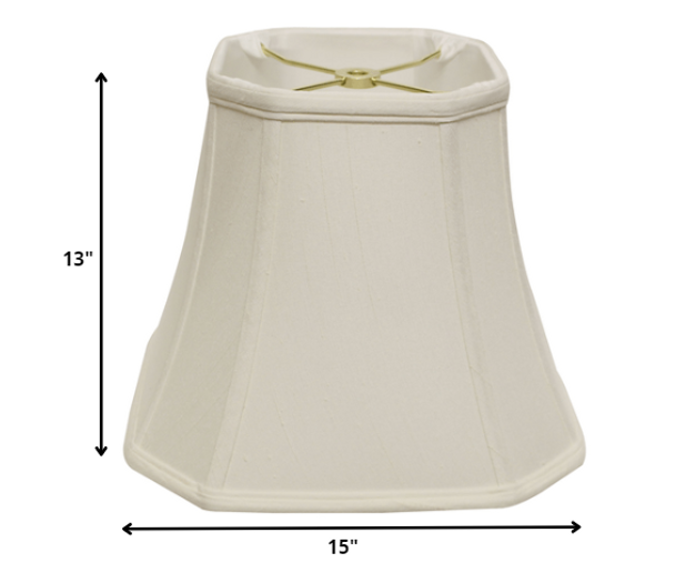 15" White Slanted Square Bell Monay Shantung Lampshade
