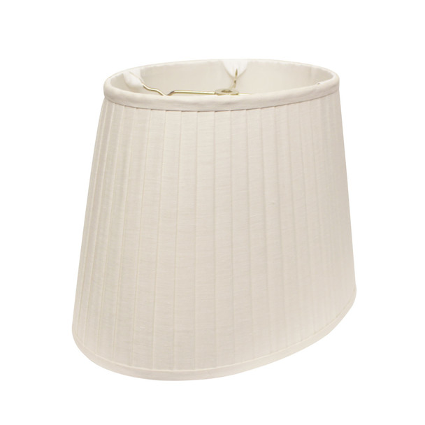 14" White Slanted Oval Paperback Linen Lampshade