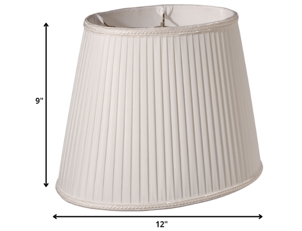 12" White Oval Side Pleat Paperback Shantung Lampshade