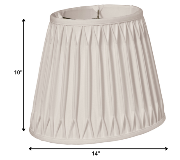 14" Cream Oval Smocked Pleat Paperback Shantung Lampshade