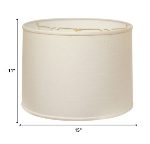 15" White Throwback Drum Linen Lampshade