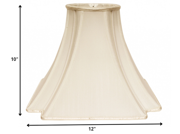 12" Ivory Slanted Notch Square Shantung Lampshade