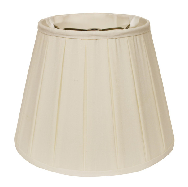 14" Ivory Slanted Crimped Box Shantung Lampshade