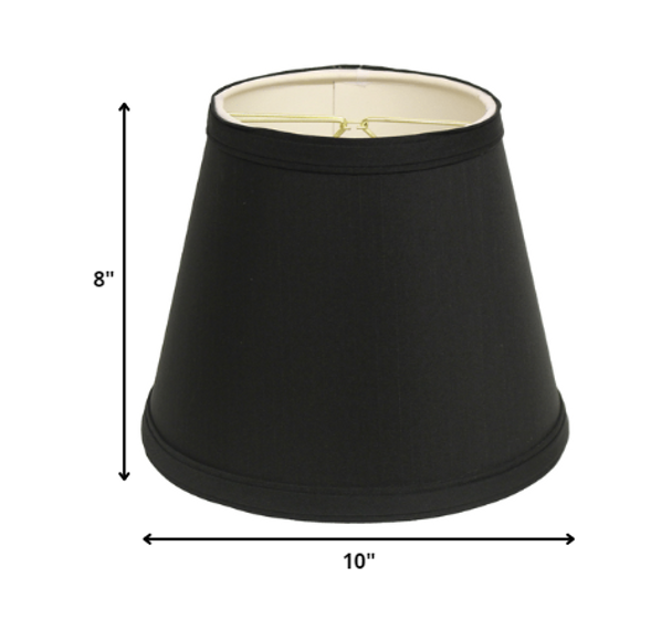 10" Black with White  Empire Hardback Slanted Shantung Lampshade