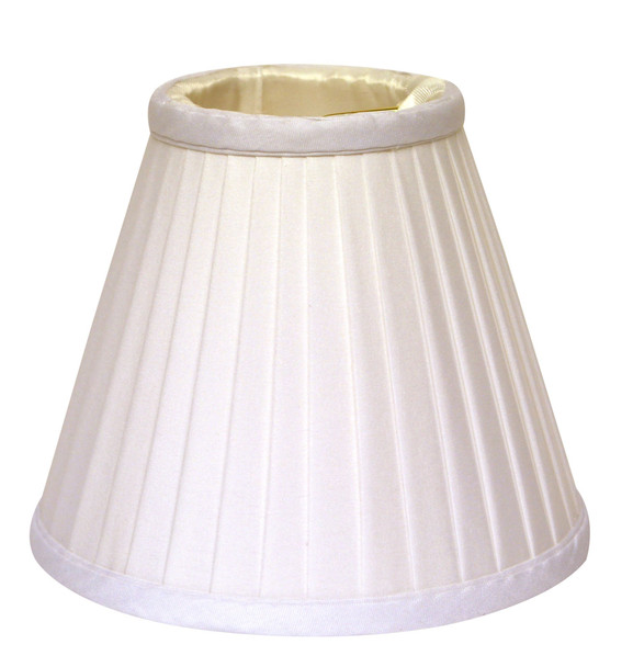 4" White Set of 6 Slanted Pleat Chandelier Silk Lampshades