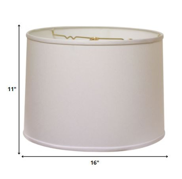 14" White Rounded Empire Slanted Linen Lampshade