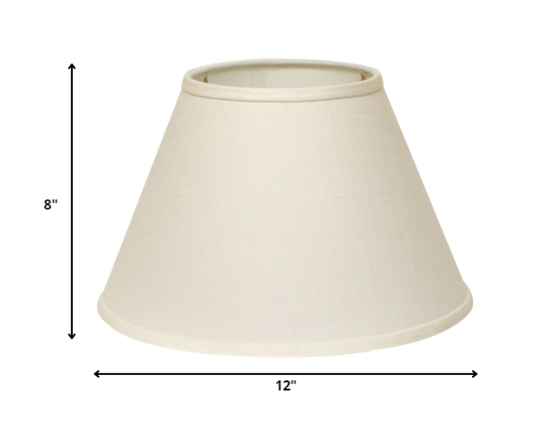 12" White Premium Empire Slanted Linen Lampshade