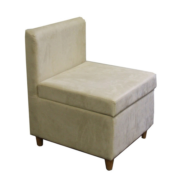 29" Mod Taupe Cream Microfiber Armless Accent Chair with Storage