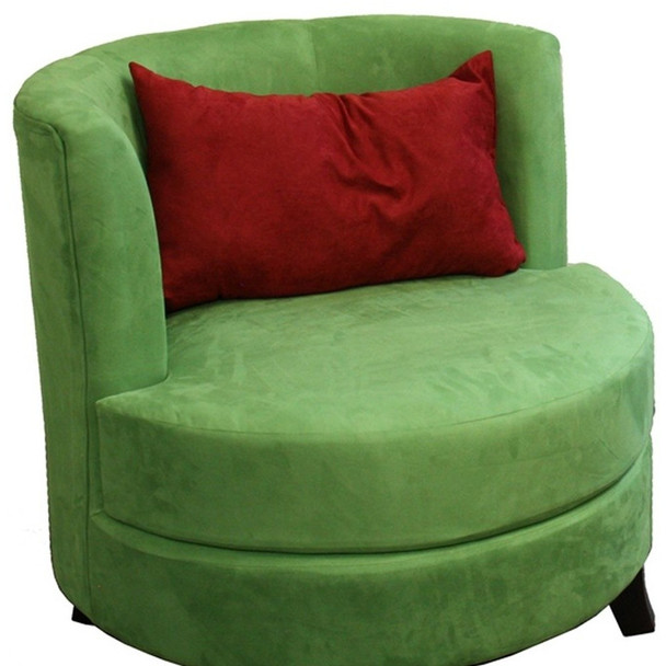 31" Green Microfiber Retro Round Accent Chair with Contrast Pillow