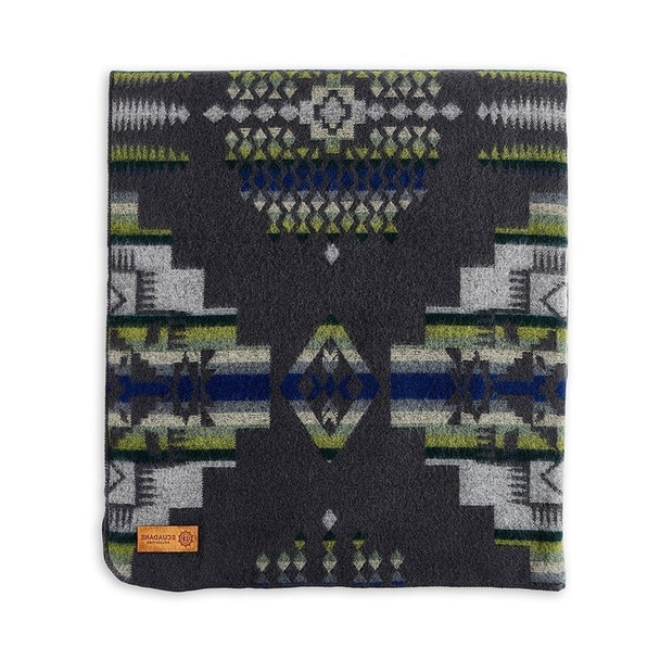 Forest Green and Blue Tribal Print Throw Blanket