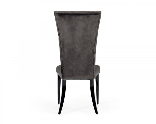 Set of Two Gray Velvet Modern Dining Chairs