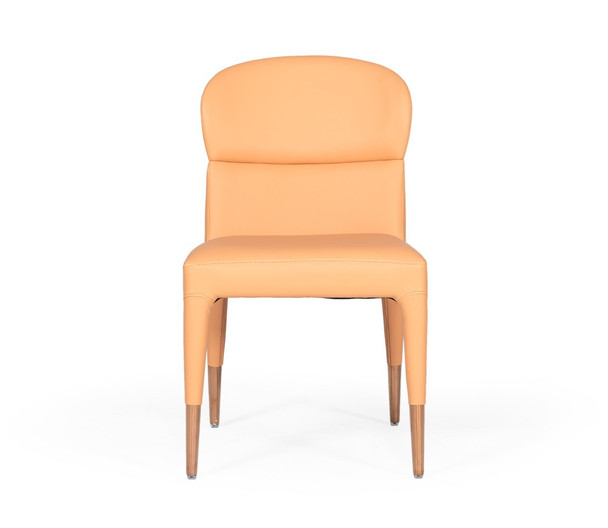 Set of Two Peach Rosegold Dining Chairs