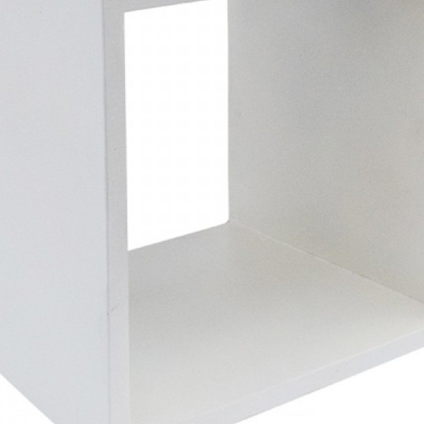 Minimalist White Concrete Open Cube End or Side Table