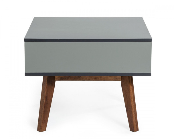 Dark Oak and Shades of Gray Open Rectangle End Table