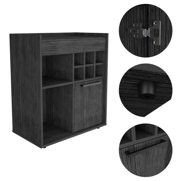 Smokey Oak Bar Cabinet with One Door Panel