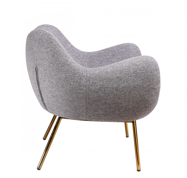 29" Plush Grey and Gold Comfy Accent Chair