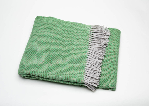 Forest Green Mini Dot Fringed Throw Blanket