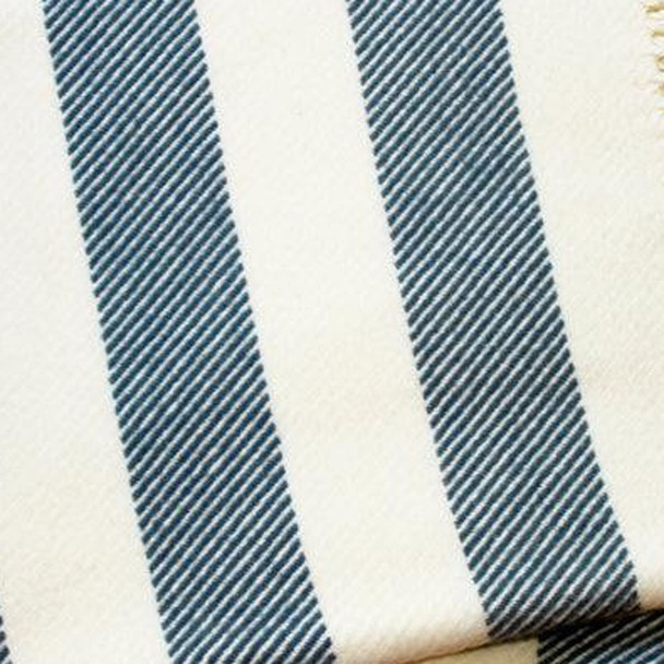 Cream and Slate Slanted Stripe Fringed Throw Blanket