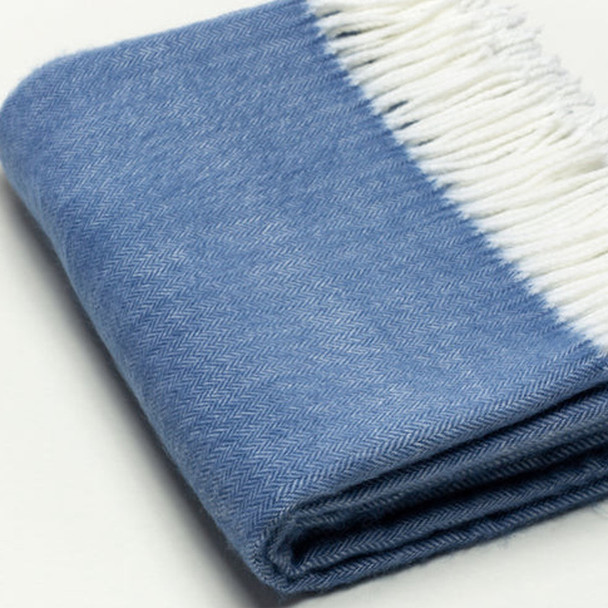 Denim Blue Soft Acrylic Herringbone Throw Blanket