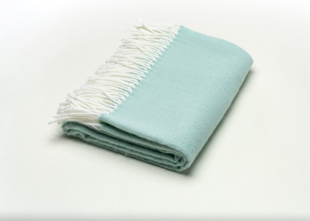 Seafoam Green Soft Acrylic Herringbone Throw Blanket