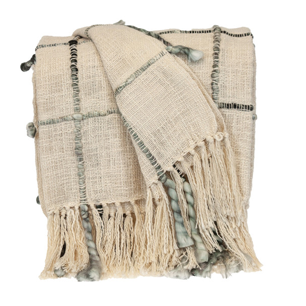 Olive and Beige Textured Woven Handloom Throw