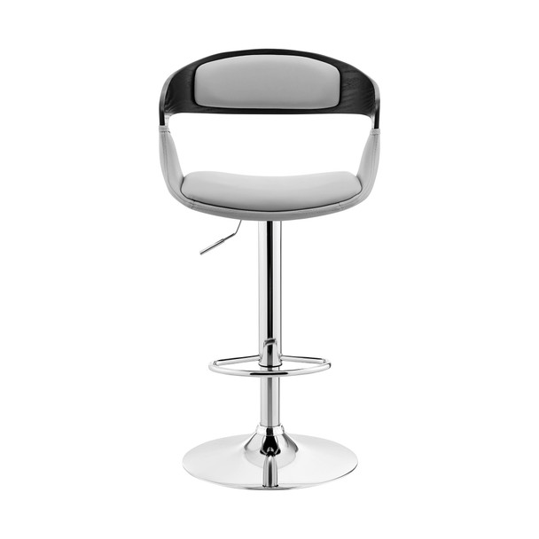 Gray Modern Upholstered & Chrome Base Bar Stool