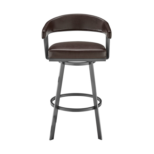 26" Mod Chocolate Faux Leather Java Brown Finish Swivel Bar Stool