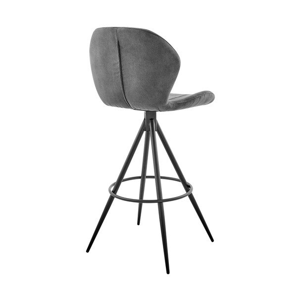 26" Charcoal Gray and Black Microfiber Squared Channel Bar Stool