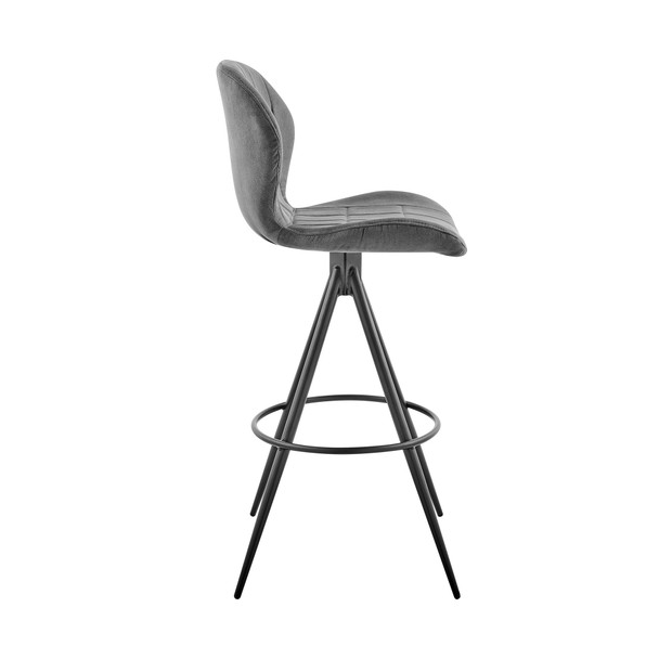 30" Charcoal Gray and Black Microfiber Squared Channel Bar Stool