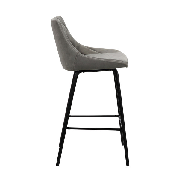 26" Gray Tufted Velvet Upholstered Bar Stool