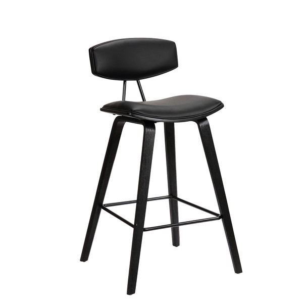 29 Black Faux Leather Mid Century Modern Bar Stool