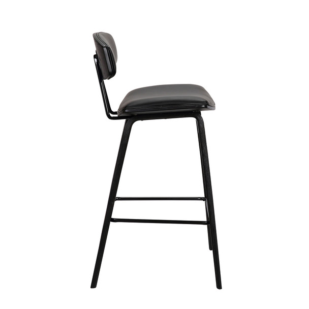 29 Black Faux Leather Mid Century Modern Bar Stool