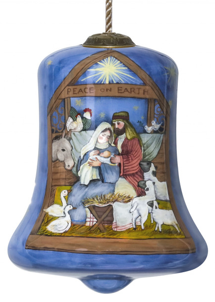 Holy Family Bethlehem Hand Painted Mouth Blown Glass Ornament