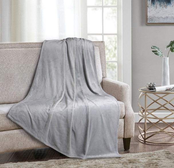 Grey Solid Anti Microbial Oversized Throw