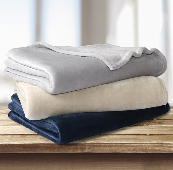 Ivory Solid Anti Microbial Oversized Throw