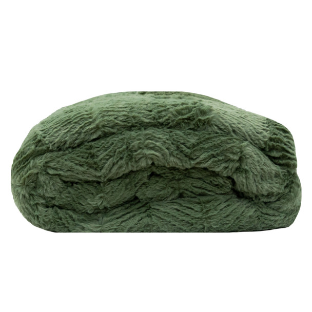 Luxury Olive Green Faux Fur Sherpa Throw Blanket