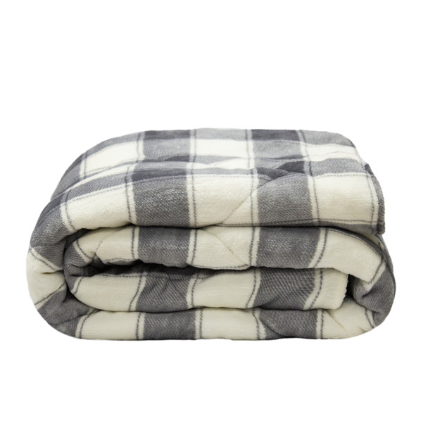 Buffalo Grey Printed Velvet and Velvet Throw Blanket