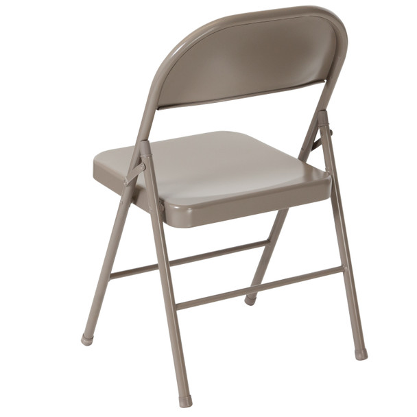 2 Pack HERCULES Series Double Braced Gray Metal Folding Chair