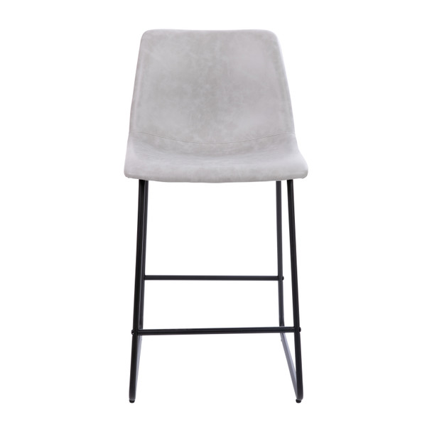 Reagan 24 inch LeatherSoft Counter Height Barstools in Light Gray, Set of 2