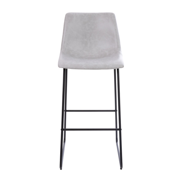 Reagan 30 inch LeatherSoft Bar Height Barstools in Light Gray, Set of 2