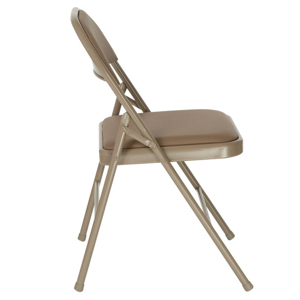 2 Pack HERCULES Series Double Braced Beige Vinyl Folding Chair