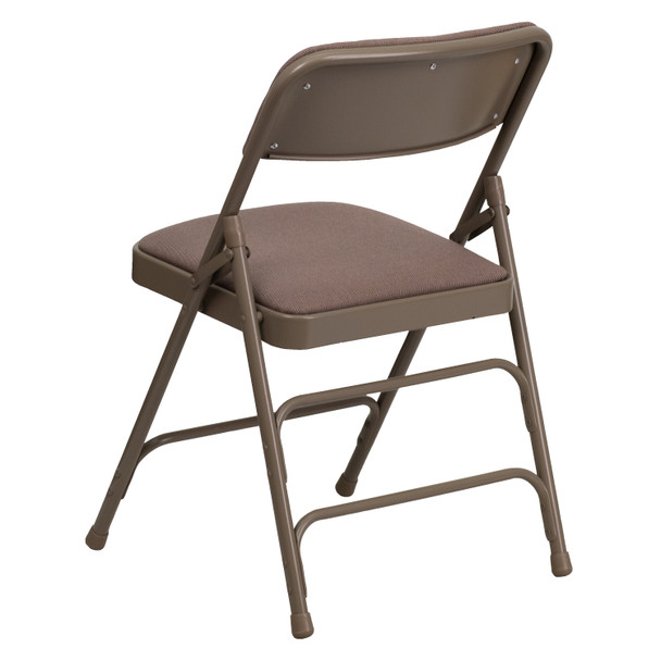 2 Pack HERCULES Series Curved Triple Braced & Double Hinged Beige Fabric Metal Folding Chair