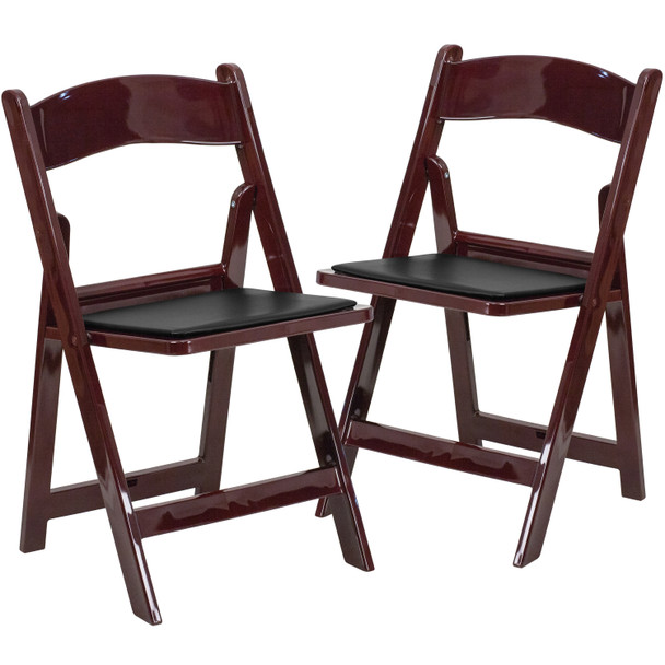 Hercules Folding Chair - Red Mahogany Resin - 2 Pack 1000LB Weight Capacity Comfortable Event Chair - Light Weight Folding Chair